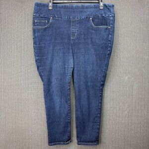 Lee Womans Plus Size 18W Blue Skinny Leg Mid Rise Slip On Sculpting Jeans